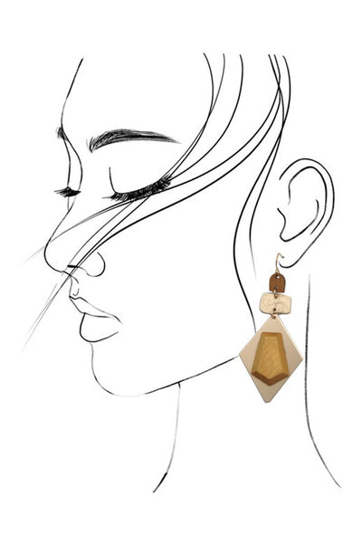 GEO SHAPE MATTE GOLD WOOD DANGLE EARRINGS | 80E1898