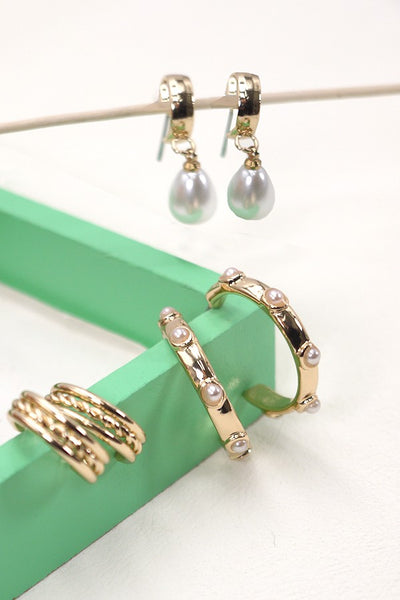 TRIO HOOP PEARL EARRINGS | 80E1921