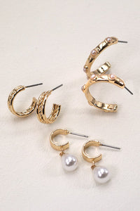 TRIO HOOP PEARL EARRINGS | 80E1921