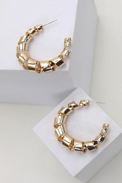 WIRE WARP SWIRL COIL HOOP EARRINGS | 31E03771