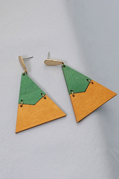 WOOD MULTI COLOR TRIANGLE DROP EARRINGS | 31E03791