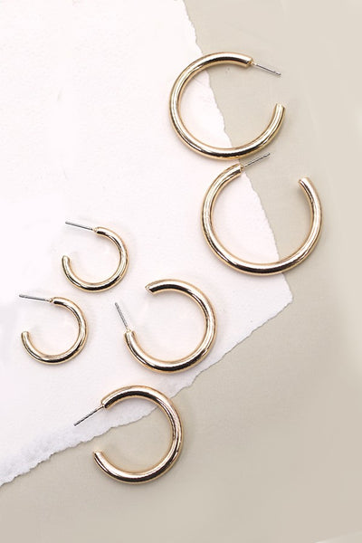 PUFFY TRIO HOOP EARRING SET | 31E03798