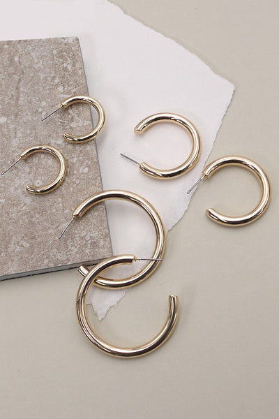 PUFFY TRIO HOOP EARRING SET | 31E03798