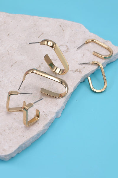 GEO TRIO HOOP EARRING SET | 31E03800