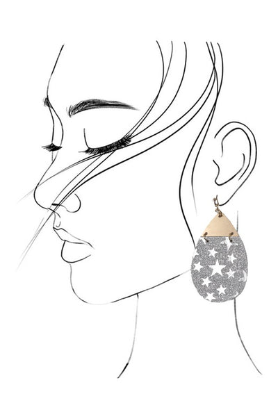 STAR GLITTER TEARDROP EARRINGS | 51E2101284