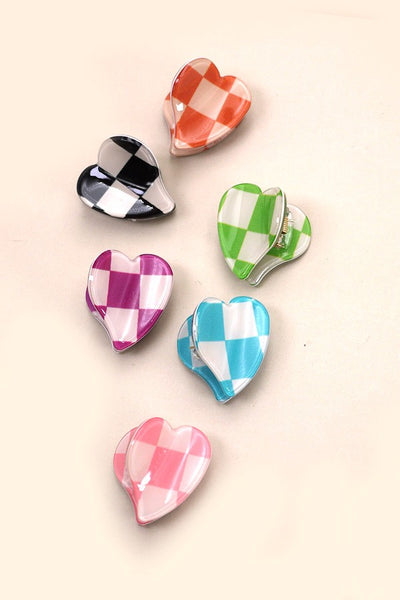 MINI CHECKER HEART HAIR LAW CLIPS SET OF 6 | 40h705