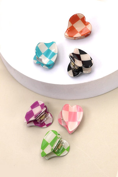 MINI CHECKER HEART HAIR LAW CLIPS SET OF 6 | 40h705