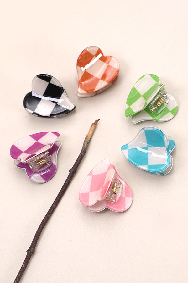 MINI CHECKER HEART HAIR LAW CLIPS SET OF 6 | 40h705