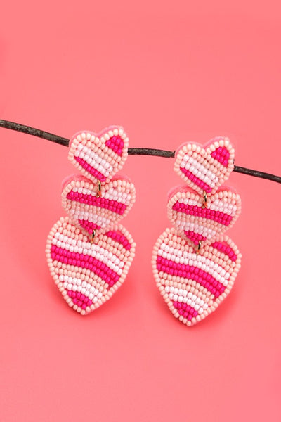 SEED BEAD HEART DROP EARRINGS | 40E284