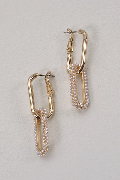 LINK CHAIN PEARL DROP EARRINGS | 31E03889