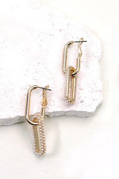 LINK CHAIN PEARL DROP EARRINGS | 31E03889