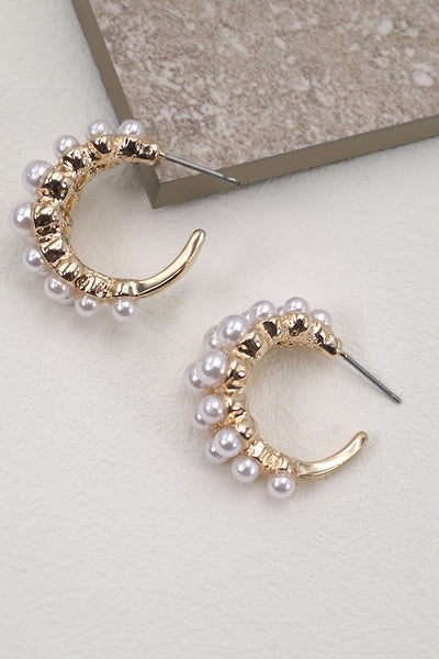 DOUBLE ROW PEARL HOOP EARRINGS | 80E2027