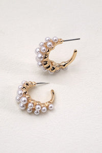 DOUBLE ROW PEARL HOOP EARRINGS | 80E2027