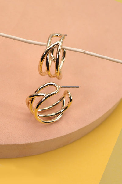 THREE ROW CROSSOVER HOOP EARRINGS | 80E2065