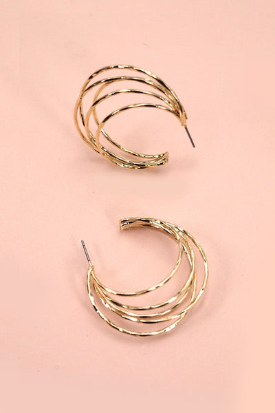 HAMMERED MULTI ROW HOOP EARRINGS | 80E2035