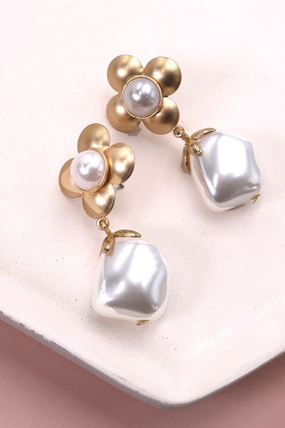 FLOWER PEARL DROP EARRINGS | 80E2032