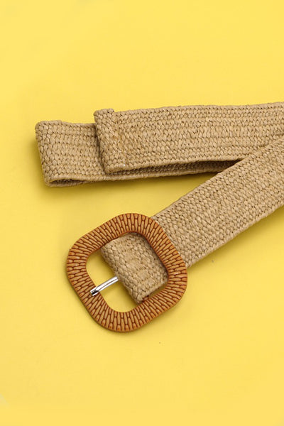 RATTAN BUCKLE WOVEN STRETCH WAIST BELT | 40BT628