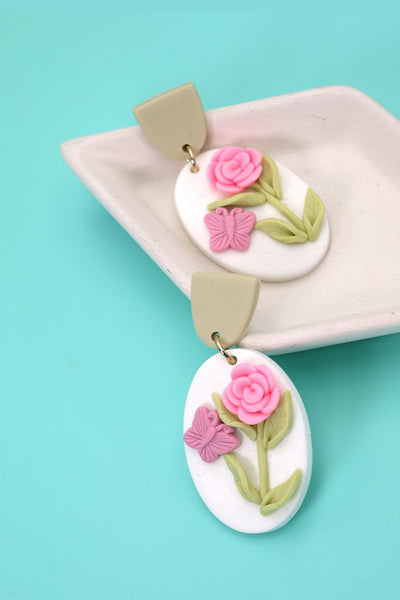 3D POLYMER FLOWER CLAY EARRING | 40E285