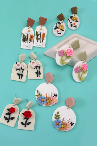 3D POLYMER FLOWER CLAY EARRING | 40E285