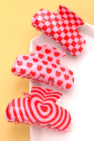 VALENTINE'S  DAY GIFT SWIRL HEART HAIR CLAW CLIPS | 40H709