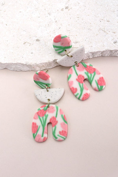 FLOWER POLYMER CLAY DROP EARRINGS | 40E286