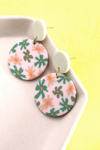 FLOWER ROUND POLYMER CLAY EARRINGS | 40E287