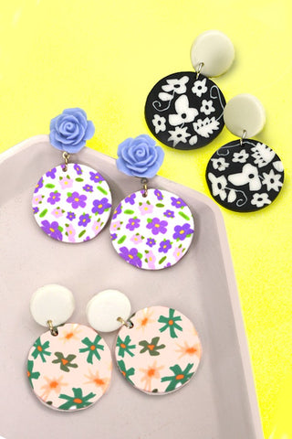 FLOWER ROUND POLYMER CLAY EARRINGS | 40E287