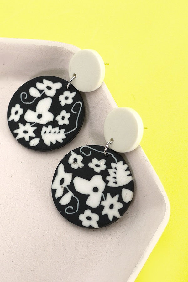 FLOWER ROUND POLYMER CLAY EARRINGS | 40E287