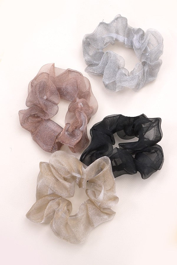 CHIFFON ORGANZA SILK SCRUNCHIES SET OF 4 | 40S719