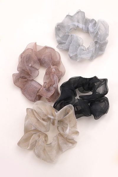 CHIFFON ORGANZA SILK SCRUNCHIES SET OF 4 | 40S719