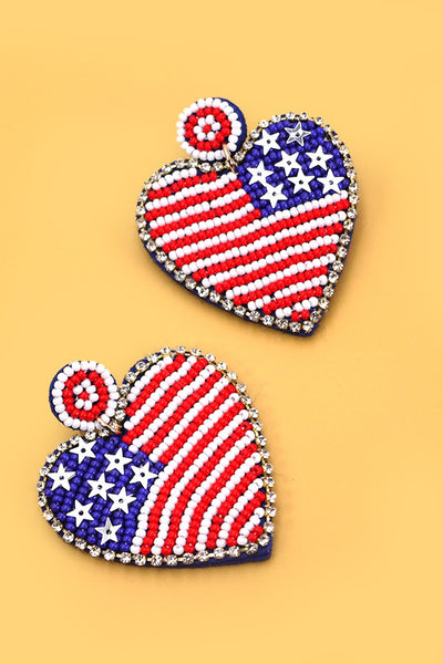 SEED BEAD USA FLAG DROP EARRINGS | 40E288