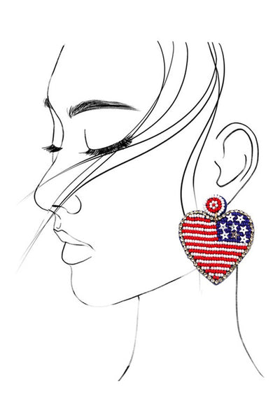 SEED BEAD USA FLAG DROP EARRINGS | 40E288