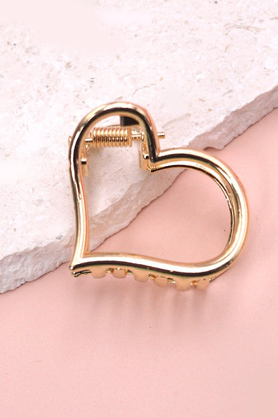 MINI GOLD RECTANGLE BOW HEART HAIR CLAW CLIPS | 40H713