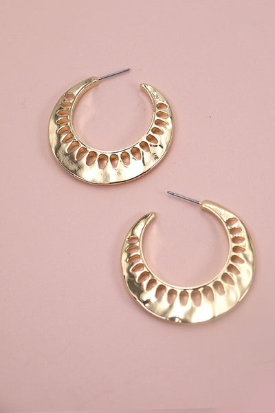 CUTOUT AZTEC FLAT HOOP EARRINGS | 31E03909