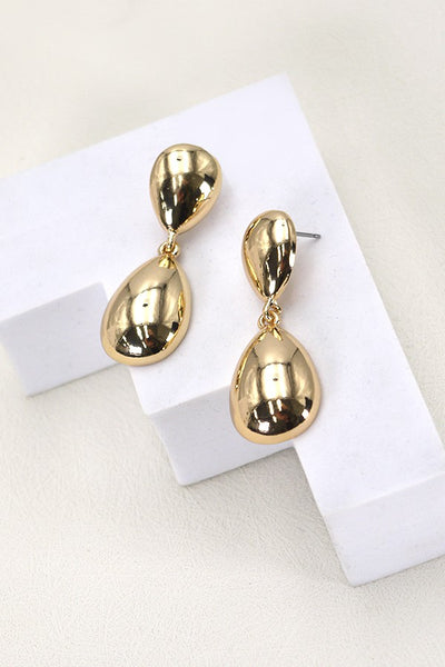 HIGH POLISH DOUBLE TEARDROP EARRINGS | 31E03910