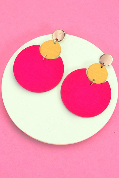 GEO DOUBLE CIRCLE WOOD EARRINGS | 31E03931