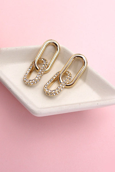 RHINESTONE DOUBLE LINK EARRINGS | 31E03954