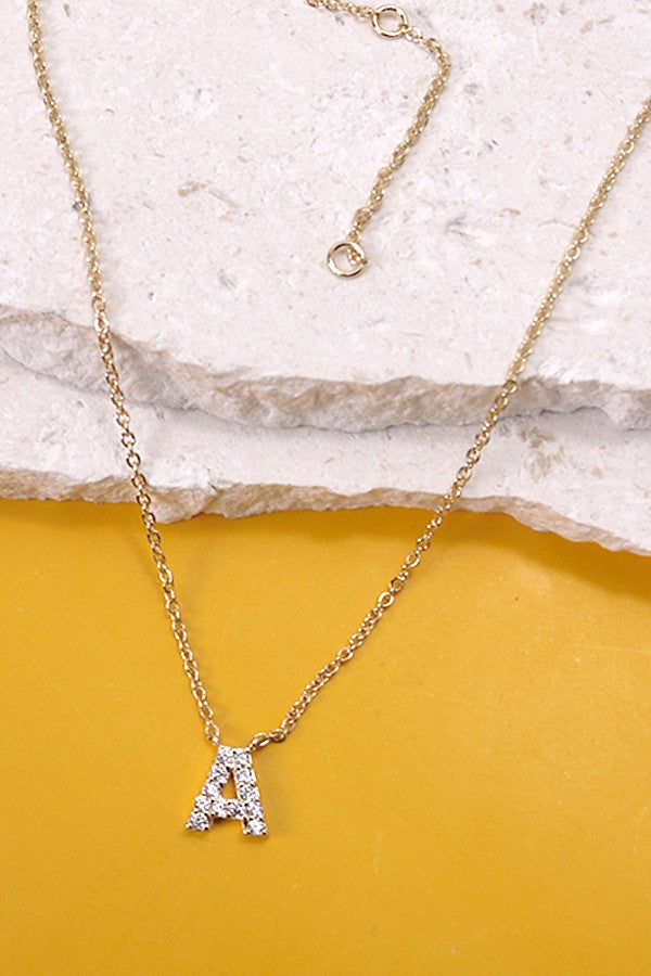 SMALL PERSONALIZED RHINESTONE INITIAL NECKLACE | 80N303