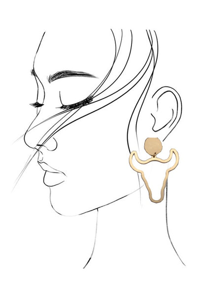 CUTOUT BULL MATTE GOLD EARRINGS | 80E2267