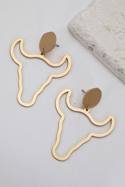 CUTOUT BULL MATTE GOLD EARRINGS | 80E2267