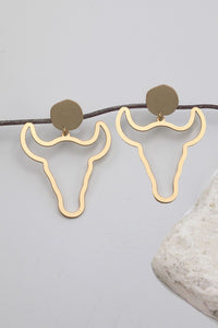 CUTOUT BULL MATTE GOLD EARRINGS | 80E2267