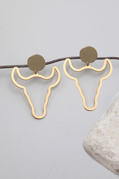 CUTOUT BULL MATTE GOLD EARRINGS | 80E2267