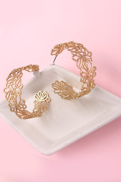 FLOWER FILIGREE HOOP EARRINGS | 80E2205