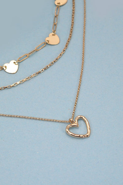 MULTI LAYER MINI HEARTS CHARM NECKLACE | 80N333