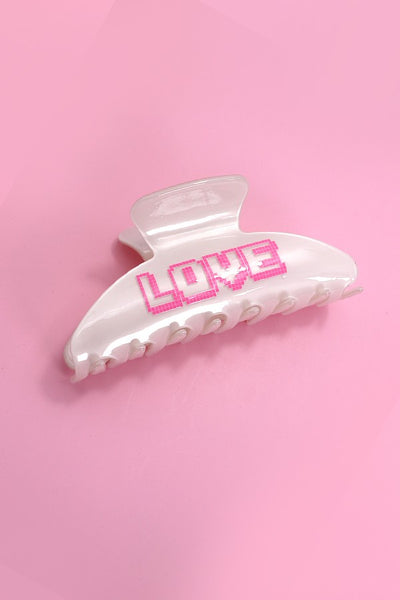 VALENTINE'S DAY LOVE HEART SMILEY HAIR CLAW CLIPS | 40H715