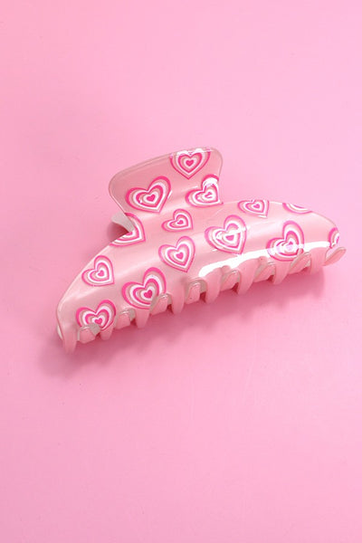 VALENTINE'S DAY LOVE HEART SMILEY HAIR CLAW CLIPS | 40H715