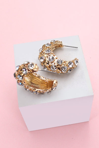 STUDDED RHINESTONE HOOP EARRINGS | 80E2357