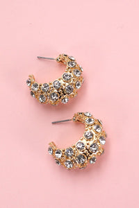 STUDDED RHINESTONE HOOP EARRINGS | 80E2357