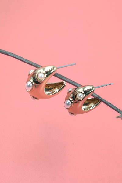 STUDDED PEARL HOOP EARRINGS | 80E2359