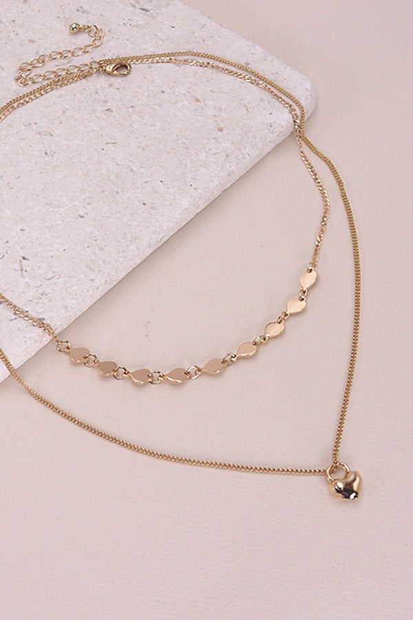 DOUBLE ROW MINI HEART CHARM NECKLACE | 80N337